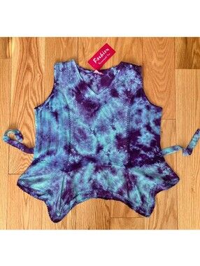 Fashion Terminal Sleeveless Tie Dye Top Blue Purple Fairycore Free Size New NWT